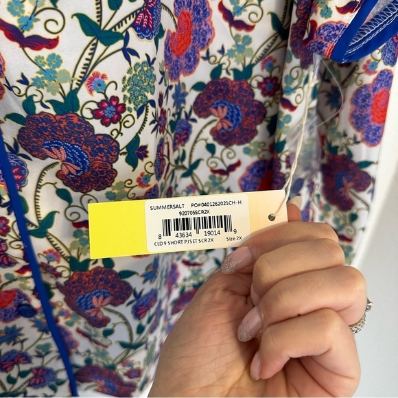 Summersalt The Could 9 Silky Pajama Set Shirt Shorts Floral Size 2XL Women’s - Picture 11 of 12